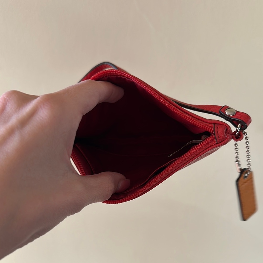 Coach Red/Orange Leather Wristlet! - Picture 3 of 5